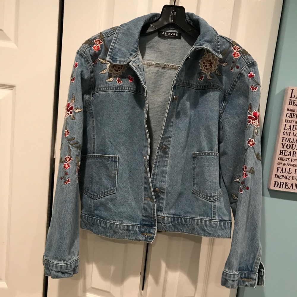 Nasty Gal Embroidered Denim Jacket